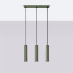 Laguna 3 Light Bar Pendant Lamp, Olive Green, Metal, GU10, 45cm Length