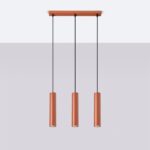 Laguna 3 Lamp Bar Pendant Light, Terracotta Red, Metal, GU10, 45cm Length