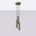 Laguna 3 Light Olive Green Pendant Lamp, Metal, GU10, 19.5cm Diameter