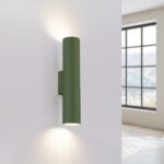 Laguna Up & Down Cylinder Wall Lamp, Olive Green, 2 Light, GU10, 30cm Height