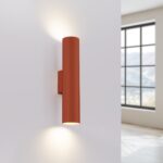 Laguna Up & Down Cylinder Wall Light, Terracotta Red, 2 Lamp, GU10, 30cm Height