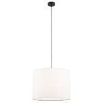 Laryi Pendant Lamp, 1 Light, White Drum Shade, Black, 40cm