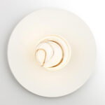 Lava Circular Wall/Ceiling Light, Cream White Metal, Marble Glass, 30cm Diameter