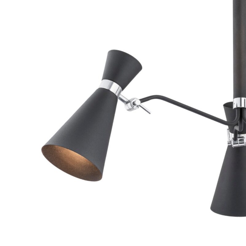 luke semi flush ceiling light, black & chrome, 3 light, 60cm width