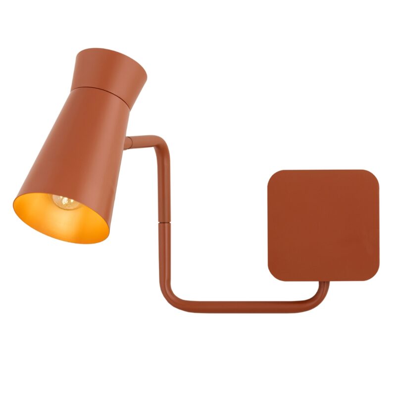nard swivel arm wall lamp, terracotta steel, 1 light, adjustable spotlight shade