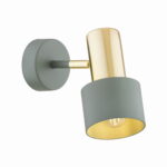 Oria Siege Green Wall Spotlight, 1 Lamp, Brass Arm, Adjustable