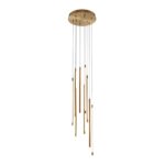 Light Stick Brass 9 Lamp Pendant Light, Multi Drop, Metal, 3000k, 46w, 35cm Wide