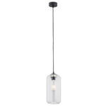 Limera Pendant Light, Cylinder Clear Glass, Black, 1 Lamp, 14cm