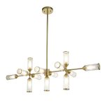 Mauris Linear Pendant Lamp, Ribbed Glass, Brass, 118cm