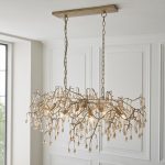 Remi Linear Pendant Lamp, Gold, Glass Teardrops, 60cm