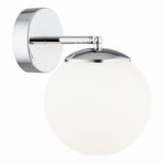Elite IP44 Single Wall Lamp, Opal Glass, Chrome, 15cm Width