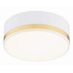 Erome Small Flush Ceiling Lamp, Gold & White, 2 Light, 25cm Width