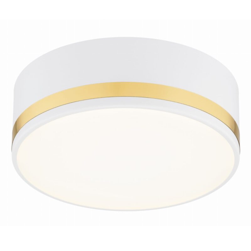 erome small flush ceiling lamp, gold & white, 2 light, 25cm width