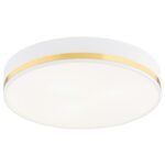 Erome Large Flush Ceiling Lamp, Gold & White, 3 Light, 45cm Width