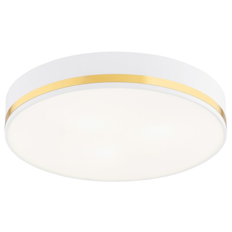 erome large flush ceiling lamp, gold & white, 3 light, 45cm width