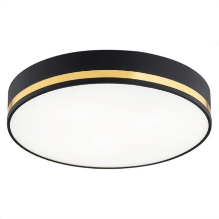 erome large flush ceiling light, black & gold, 3 lamp, 45cm width