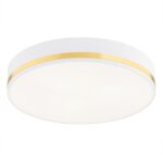 Erome Medium Flush Ceiling Lamp, Gold & White, 2 Light, 35cm Width