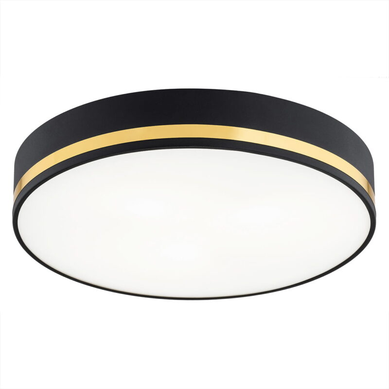 erome small flush ceiling light, black & gold, 2 lamp, 25cm width
