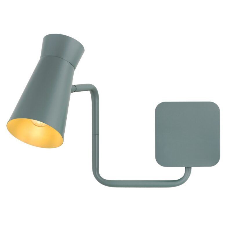 nard swivel arm wall light, dark sage steel, 1 lamp, adjustable spotlight shade