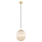 Loma 1 Lamp Pendant Light, Honey Lister Glass, Brass, 25cm