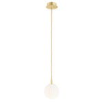 Loma Mini Pendant Lamp, 1 Light, Opal Glass, Brass, 12cm