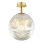 Loma Semi Flush Ceiling Lamp, 1 Light, Grey Glass, 25cm