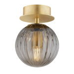 Loma Mini Ceiling/Wall, Flush 1 Light, Smoked Glass, Brass, 12cm