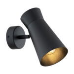 Lori Black Spotlight Wall Lamp, Adjustable Shade, 1 Light, 10cm Width