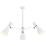 Luke Semi Flush Ceiling Lamp, White & Chrome, 3 Light, 60cm Width