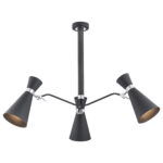 Luke Semi Flush Ceiling Light, Black & Chrome, 3 Light, 60cm Width