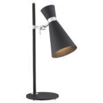 Luke Desk Lamp, Black & Chrome, 1 Light, 53cm Height