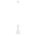 Luke White Pendant Light, Cone Steel Shade, 1 Light, 14cm Wide