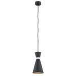 Luke Black Pendant Lamp, Cone Steel Shade, 1 Light, 14cm Wide