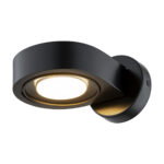 Lutis Rotatable Wall Light, Black Steel, GX53 7W LED, 3000K, 17cm Wide
