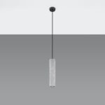 Louvo Single Concrete Pendant Light, Black Metal Suspension, 8cm Diameter
