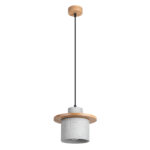 Mabbo Concrete & Wood Pendant Light, 1 Lamp, 22cm Diameter
