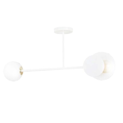Merva white ceiling lamp from underneath showing downward lighting.