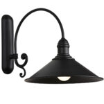 Terba Wall Light Fixture, Curved Arm, Matt Black, 1 Lamp
