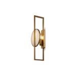 Marmo Rectangle Wall Light, Circular Alabaster, Brass Metal, 1 Light, 49cm Height