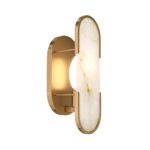 Marmo Alabaster Wall Light, Brass Metal, 1 Lamp, 12cm Wide