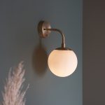 Felix Wall Light, Antique Brass, Opal Glass, Toggle Switch