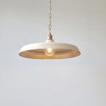 Verve Pendant Lamp, White, Gold Chain, 50cm
