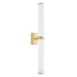 Matuvi IP44 Double Tube LED Wall Lamp, Brass, Glass, Steel, 3000k,  62cm Height