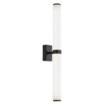 Matuvi IP44 Double Tube LED Wall Lamp, Black, Opal Glass, Steel, 3000k,  62cm Height