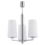 Melot 3 Light Chandelier, Chrome, Opal Shades, 46cm Width