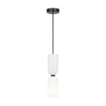 Memory Pendant Lamp, White & Black, Glass, Metal, 1 Light, 8cm Wide