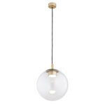 Mento Clear Glass Pendant Light, LED, 3000K, 1 Lamp Gold, 30cm Width