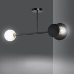 Merva Ceiling Light, Semi Flush, 2 Lamp, Black, 80cm