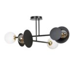 Merva Semi Flush Ceiling Lamp, Black, 4 Light, 80cm