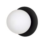 Merva Wall Light, Black, 1 Lamp, Opal Glass Shade